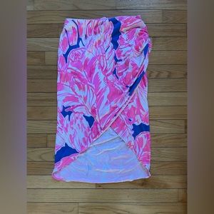 Lilly Pulitzer Palmer Wrap Skirt in Beach Bliss xs faux beach